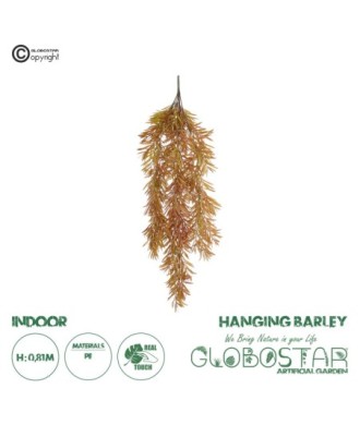 GloboStar® Artificial Garden HANGING BARLEY 20856 Τεχνητό Διακοσμητικό Κρεμαστό Φυτό Κριθάρι Μ26 x Π15 x Υ81cm